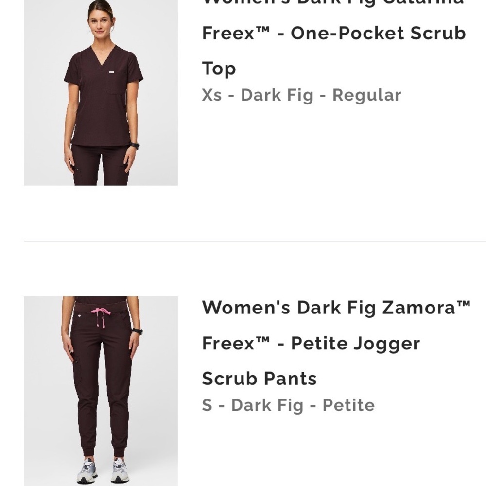 Figs Women's Dark Fig Jogger Scrub Pants with Pink Drawstring